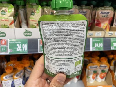 Etiketa na obalu ovocné kapsičky