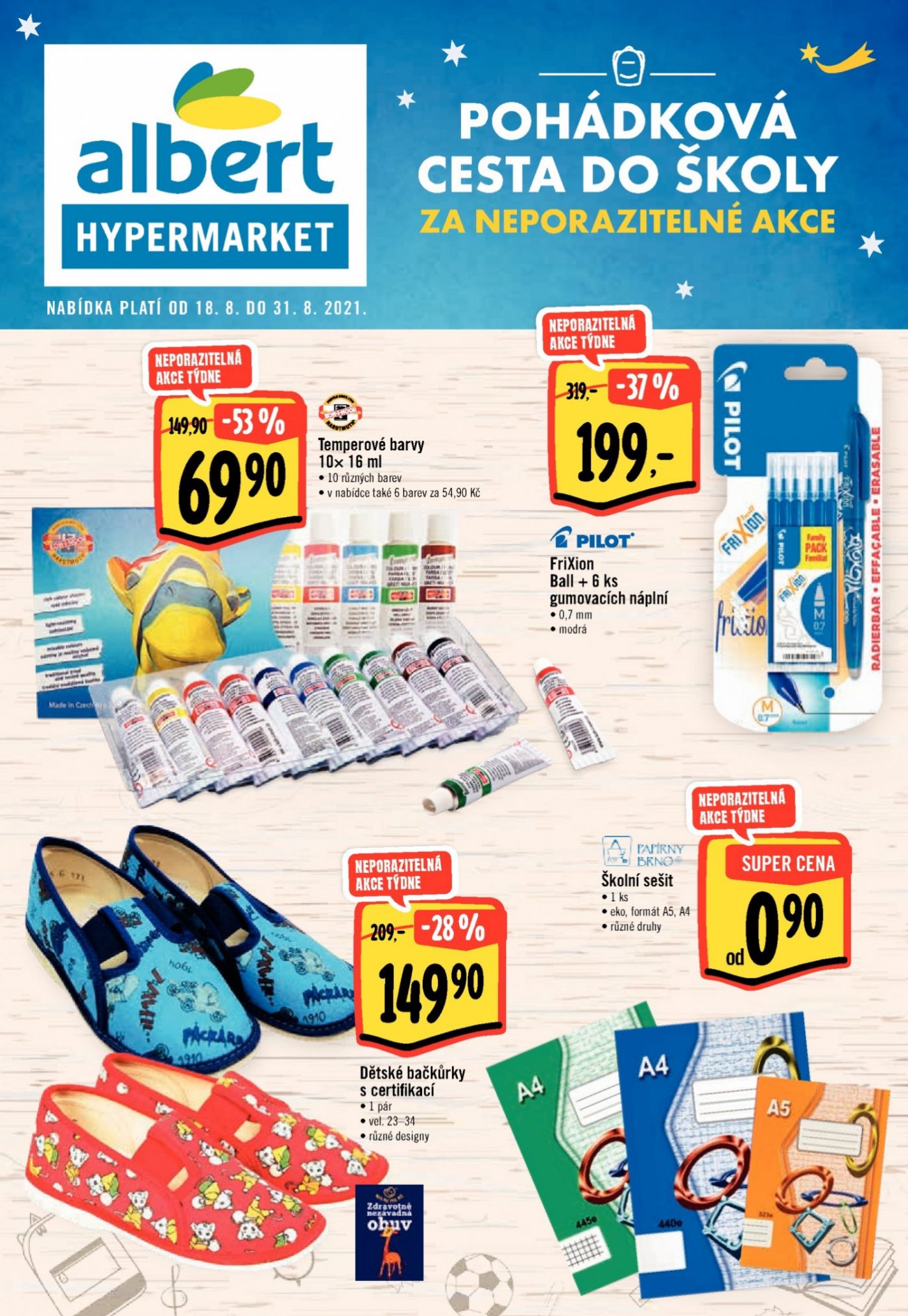 Albert Hypermarket leták - Pohádková cesta do školy. st 18. 8. –⁠ út 31. 8.