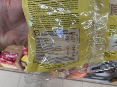 Zadní strana obalu tortill