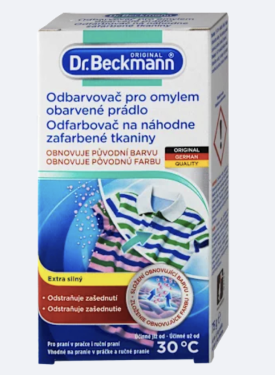 Dr. Beckmann
odbarvovač na omylem obarvené prádlo