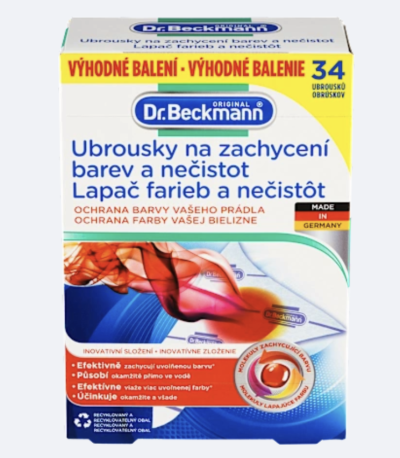 Ubrousky proti zabarvení prádla v produktovém balení