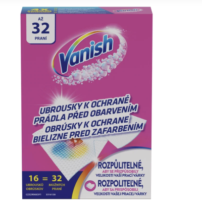 Ubrousky proti zabarvení prádla v produktovém balení