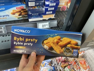 Balené rybí prsty v supermarketu