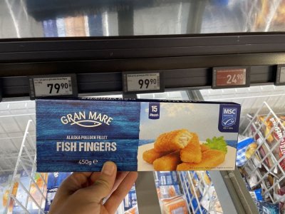 Balené rybí prsty v supermarketu