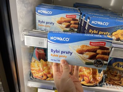 Balené rybí prsty v supermarketu
