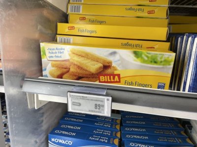 Balené rybí prsty v supermarketu