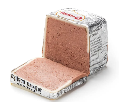 Paštika v produktovém obalu