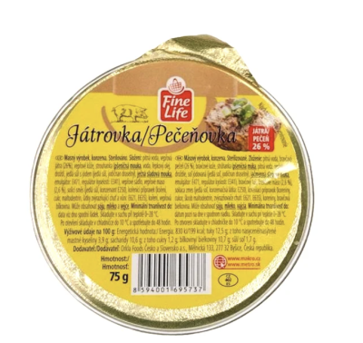 Paštika v produktovém obalu