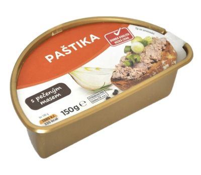 Paštika v produktovém obalu