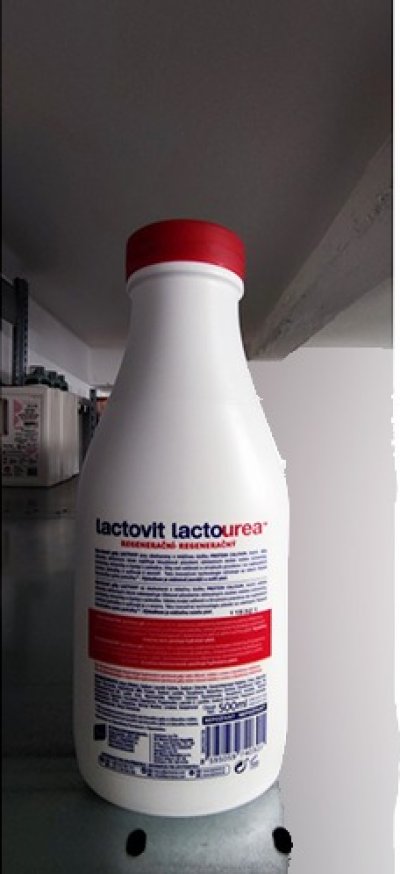 Zadní strana obalu sprchového gelu Lactovit