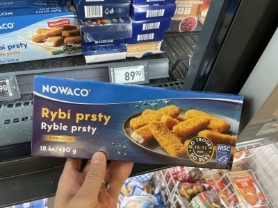 Balené rybí prsty v supermarketu