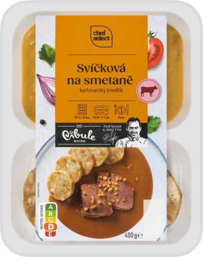Hotové jídlo svíčková na smetaně