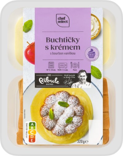 Hotové jídlo buchtičky s krémem