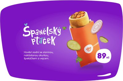 Rohlík plněný španělským ptáčkem