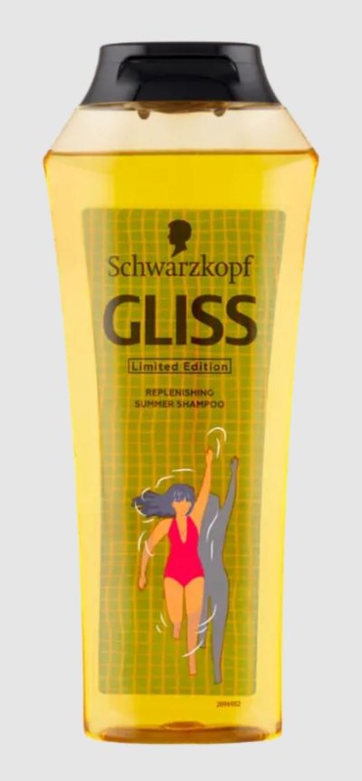 Žlutá láhev šamponu Gliss