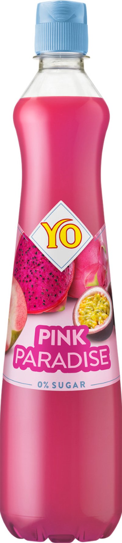 Lahev růžového sirupu Yo