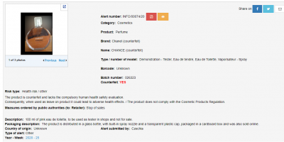 Záznam ze systému RAPEX