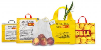 Recyklované sáčky a tašky, které nabízí supermarket Billa