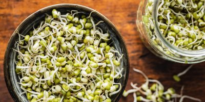 Naklíčený hrách v misce