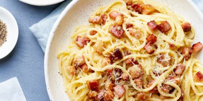 Špagety carbonara se slaninou a sýrem