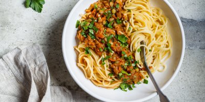Špagety s boloňskou omáčkou z čočky