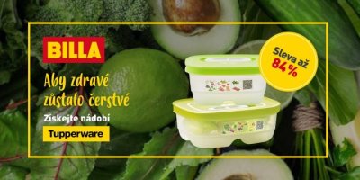 Kampaň supermarketu Billa s nádobím Tupperware
