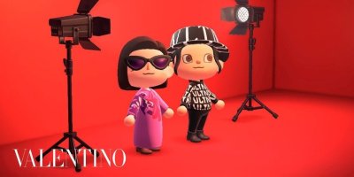 Oblečení Valentino ve hře Animal Crossing.