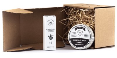 Konopný olej v krabici