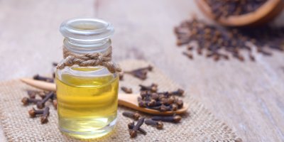 Hřebíček a sklenice s tinkturou z něj