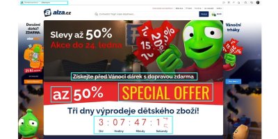 Falešná stránka imitující e-shop Alza.cz 