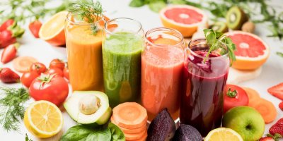 Zeleninové šťávy ve sklenicích