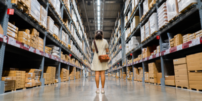 Žena mezi regály v IKEA