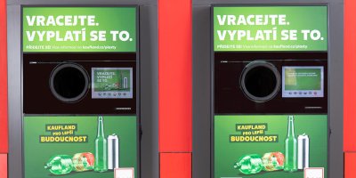 Automaty na zpětný odběr PET lahví a plechovek v prodejně Kaufland