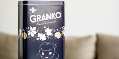 Plechová dóza s nápisem Granko
