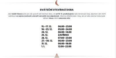 Rohlík.cz vánoční otevírací doba 2023