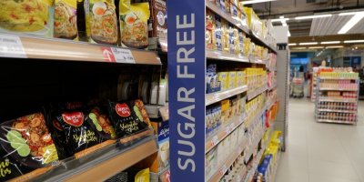 Regál s potravinami bez cukru
