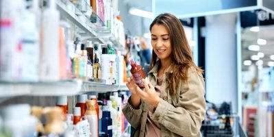 Žena nakupuje kosmetiku
