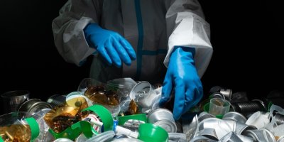 Ruce, které se přehrabují v odpadu