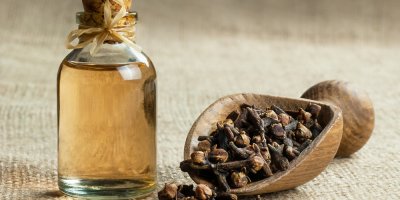 Lahev s olejem a koření hřebíček