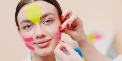 Dívce tejpují obličej