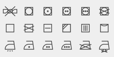 Symboly pro sušení a žehlení