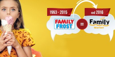 Grafika ukazující přechod firmy z názvu Family Frost na Family Market