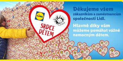 Plakát sbírky Srdce dětem ve spolupráci s Lidlem.