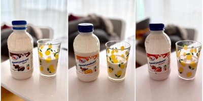 Každé ze tří podmáslí nalité ve sklenici