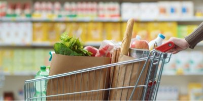 Nákupní vozík s nákupem