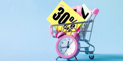 Mini nákupní košík s hodinami