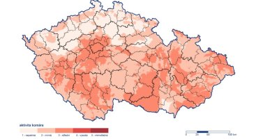 Mapa aktivity komárů Česka