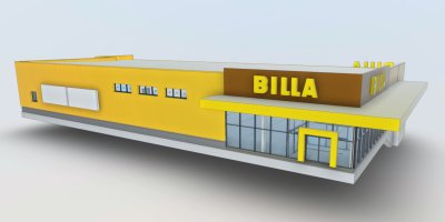 Vizualizace první ekologické celodřevěné prodejny BILLA