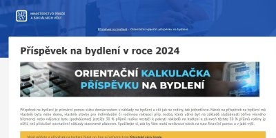 Portál MPSV o příspěvku na bydlení