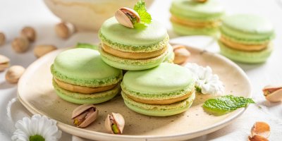 Pistáciové makronky